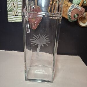 Palm Tree Etched Glass Vase